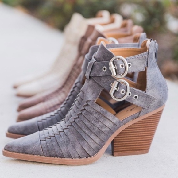 Shoes - PETYON Buckle Bootie  - GREY